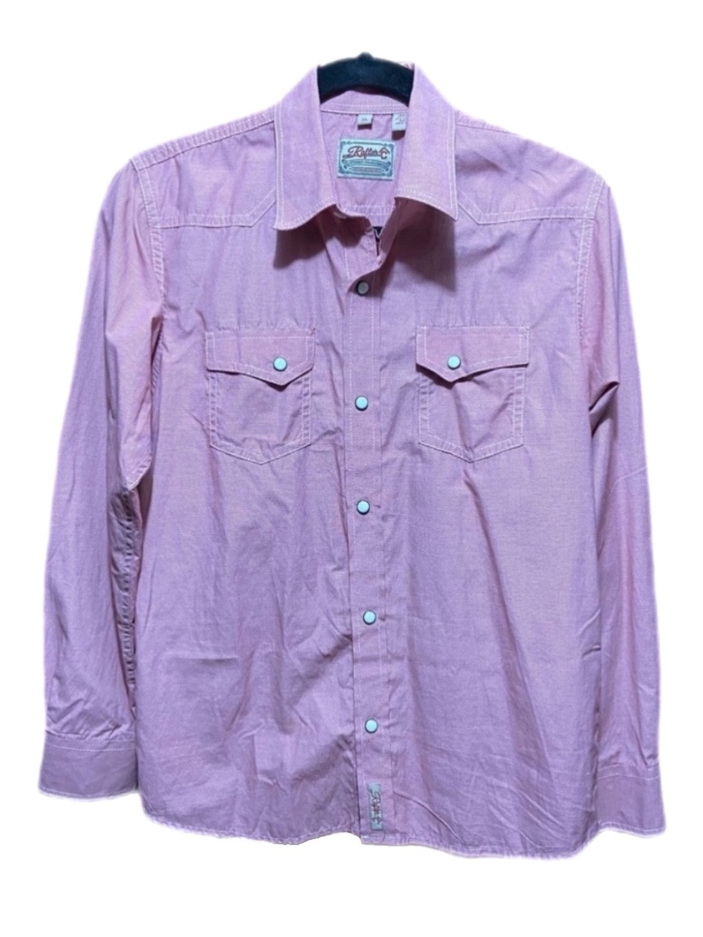 Rafter C Gingham Shirt Boys XL Western Pearl Snap Button Down Long Sleeve Cowboy